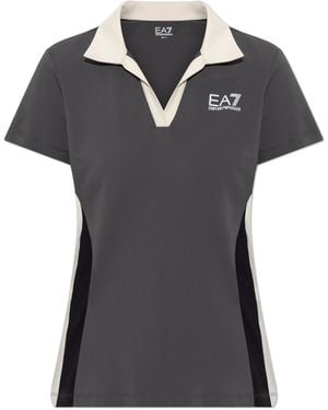 EA7 Polo With Printed Logo - Black