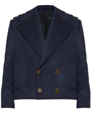 Balmain Short Wool Coat - Blue