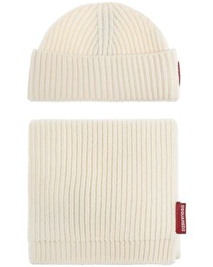 DSquared² Set: Hat And Scarf - White