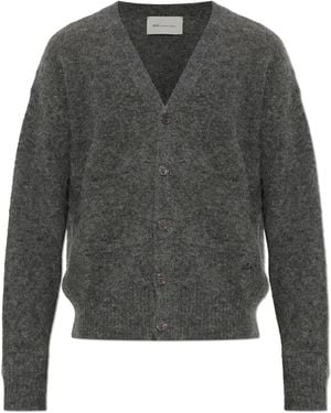 Ami Paris Wool Cardigan With Logo - Grey