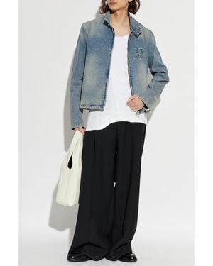 Courreges Denim Jacket With Stand-Up Collar - Blue
