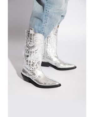 Ganni Western Boots - Metallic