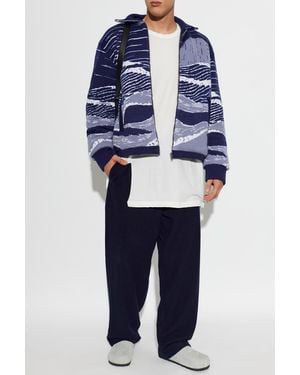 Laneus Insulated Cardigan With Collar - Blue