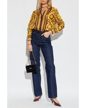 Versace Silk Shirt With "Barocco" Print - Blue