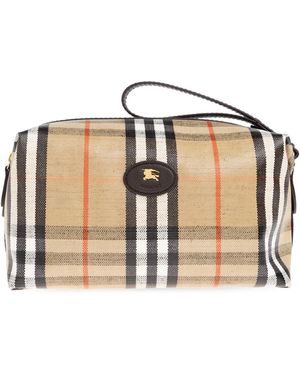 Burberry Cosmetic Bag With Logo - Natural