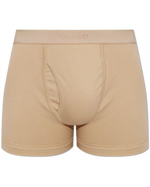 Tom Ford Cotton Boxers With Logo - Natural