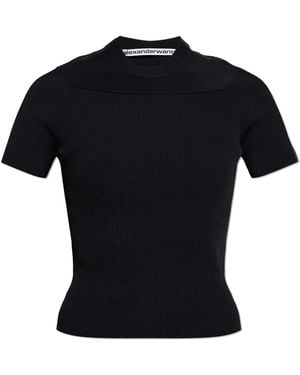 Alexander Wang Ribbed Fitted Top - Black