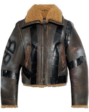 Balenciaga Shearling Coat With Vintage Effect - Black