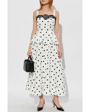 Self-Portrait Spaghetti Strap Dress With Peplum - White