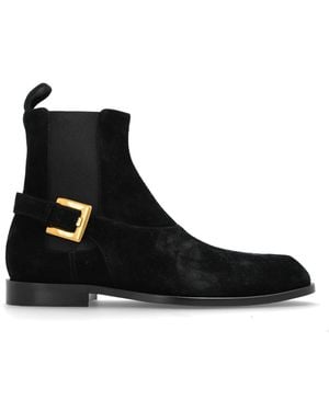 Balmain "Anthem" Suede Chelsea Boots - Black