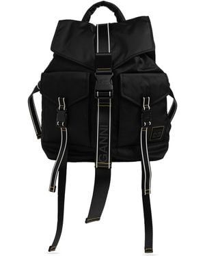 Ganni Backpack With Logo Patch - Black