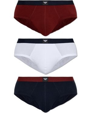 Emporio Armani Three-Pack Briefs With Logo - Red