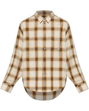 Ami Paris Checked Pattern Shirt - Natural