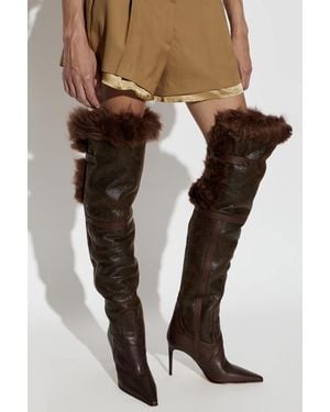 DSquared² Heeled Boots With Fur - Natural