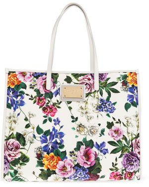 Dolce & Gabbana Shopper Bag With Floral Motif - White