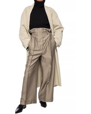 Acne Studios Wool Pleat-Front Pants - Natural