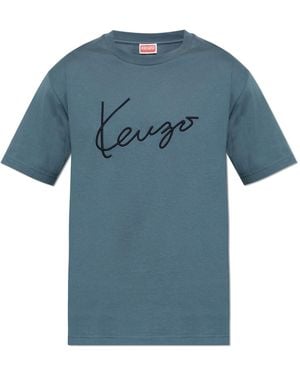KENZO T-Shirt With Embroidered Logo - Blue