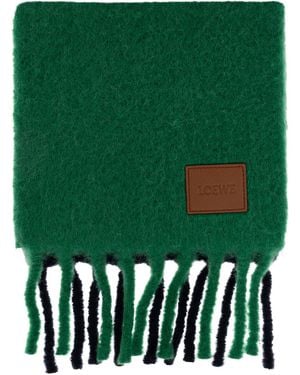 Loewe Wool Scarf With Logo - Green