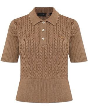 LACOSTE RUNWAY Polo With Decorative Weave - Brown