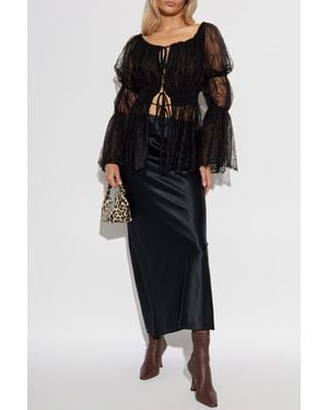 Blumarine Lace Top With Long Sleeves - Black