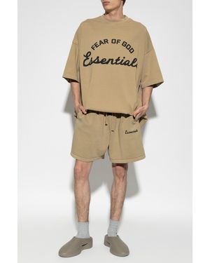 Fear Of God Shorts With Logo - Natural
