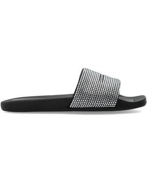 Alexander Wang Rubber Slide Sandals With Shimmering Sequins - White