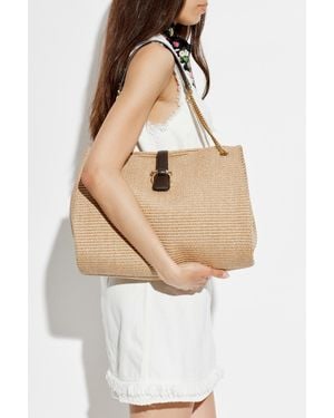 Ferragamo 'Medium' Raffia Bag - White