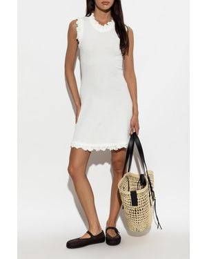Loewe Ribbed Dress With Ruffles - White