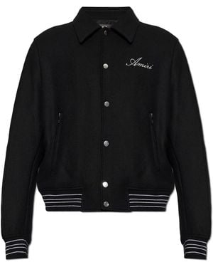 Amiri Wool Jacket With Logo - Black