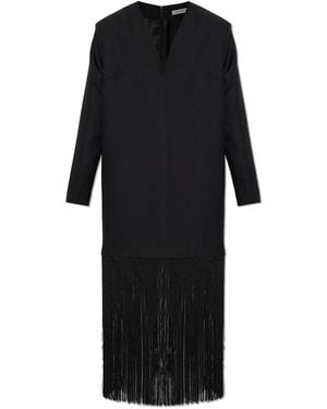 By Malene Birger Wool Dress 'Mella' With Fringes - Black