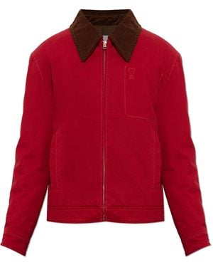 Ami Paris Insulated Jacket With Collar - Red