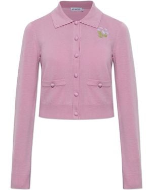 Self-Portrait Cardigan With Pockets - Pink