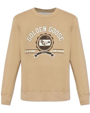 Golden Goose Sweatshirt With Logo - Natural