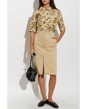 KENZO Cotton Skirt With Slit - Natural
