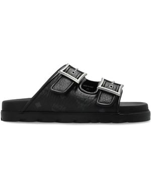MCM Flip-Flops With Logo - Black