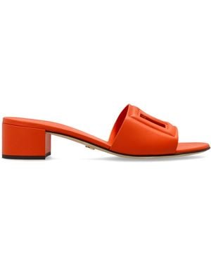Dolce & Gabbana Leather Heeled Mules - Red