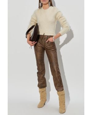 Isabel Marant “Vanel” Leather Pants - Natural