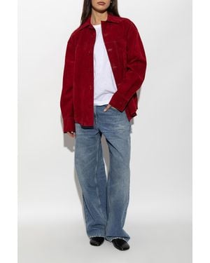 Ami Paris Suede Jacket With Embroidered Logo