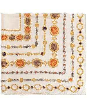 Versace Silk Scarf With "The Lover" Print - Natural
