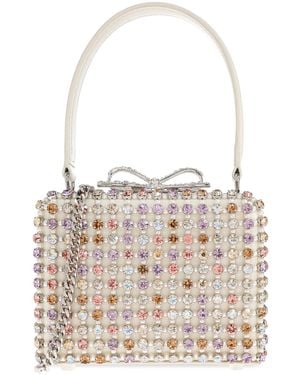 Self-Portrait Handbag With Shimmering Appliqués - White