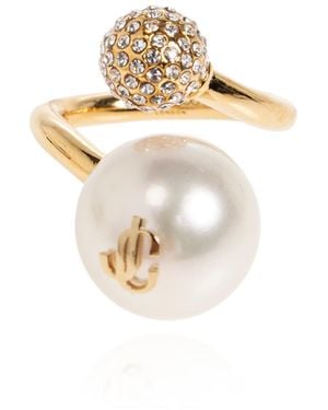 Jimmy Choo Ring With Crystals - White
