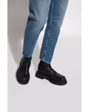 Ami Paris Leather Ankle Boots - Blue