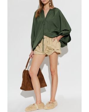 KENZO Cotton Top With Embroidered Logo - Green