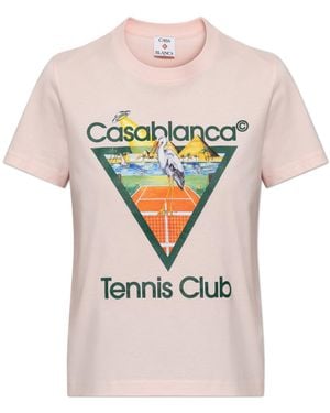 CASABLANCA T-Shirt With A Colourful Print - Pink