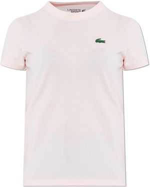 Lacoste T-Shirt With Logo Patch - Pink