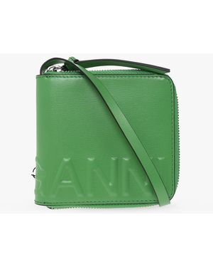 Ganni Wallet With Strap - Green