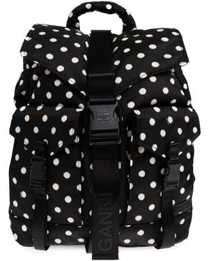Ganni Polka Dot Pattern Backpack - Black