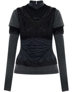 Balenciaga Top With Stand-Up Collar - Black