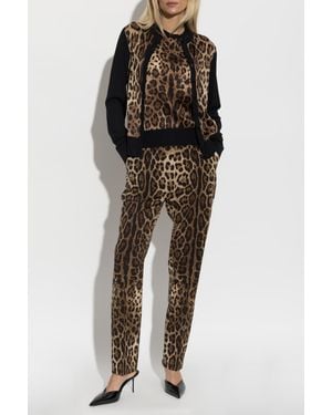 Dolce & Gabbana Wool Pants With Animal Motif - Black