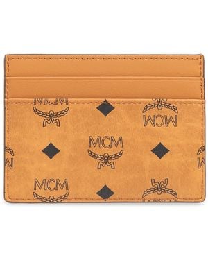 MCM Card Holder With Logo - Orange